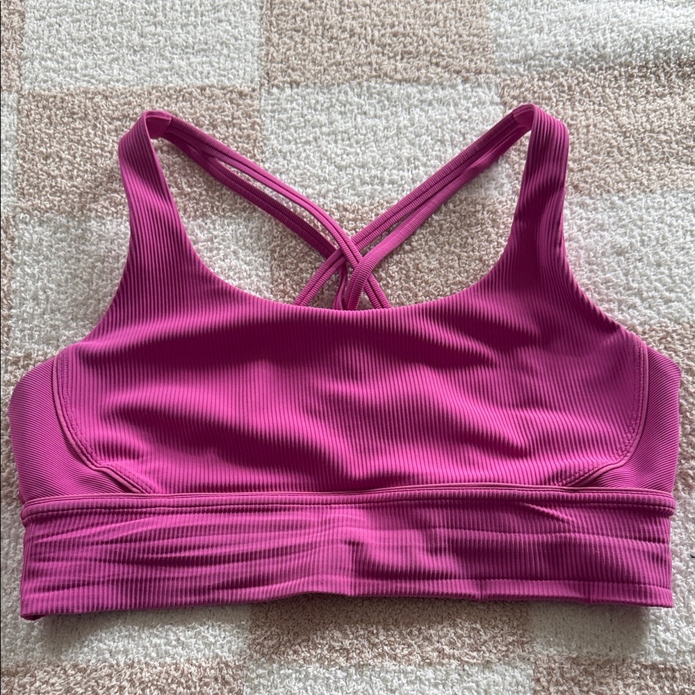 Lululemon Pink Ribbed Sports Bra